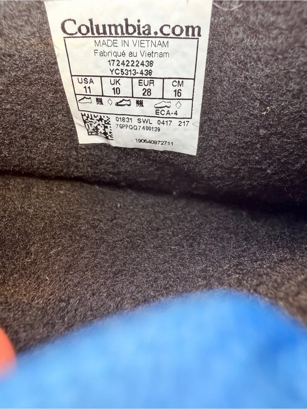 Columbia waterproof rubber